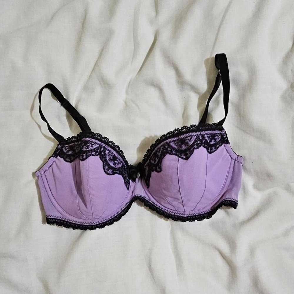 Boux Avenue Lavender & Black Lace Bra